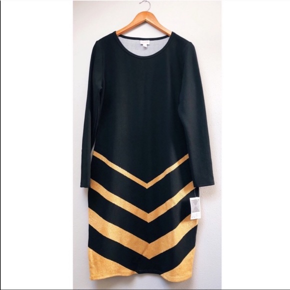 LuLaRoe Dresses & Skirts - LuLaRoe Elegant Debbie Dress Black Gold Metallic